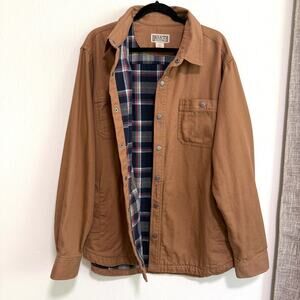 Duluth Trading Mens Fire Hose Flannel Lined Limber Jacket XL Tan Utility Work